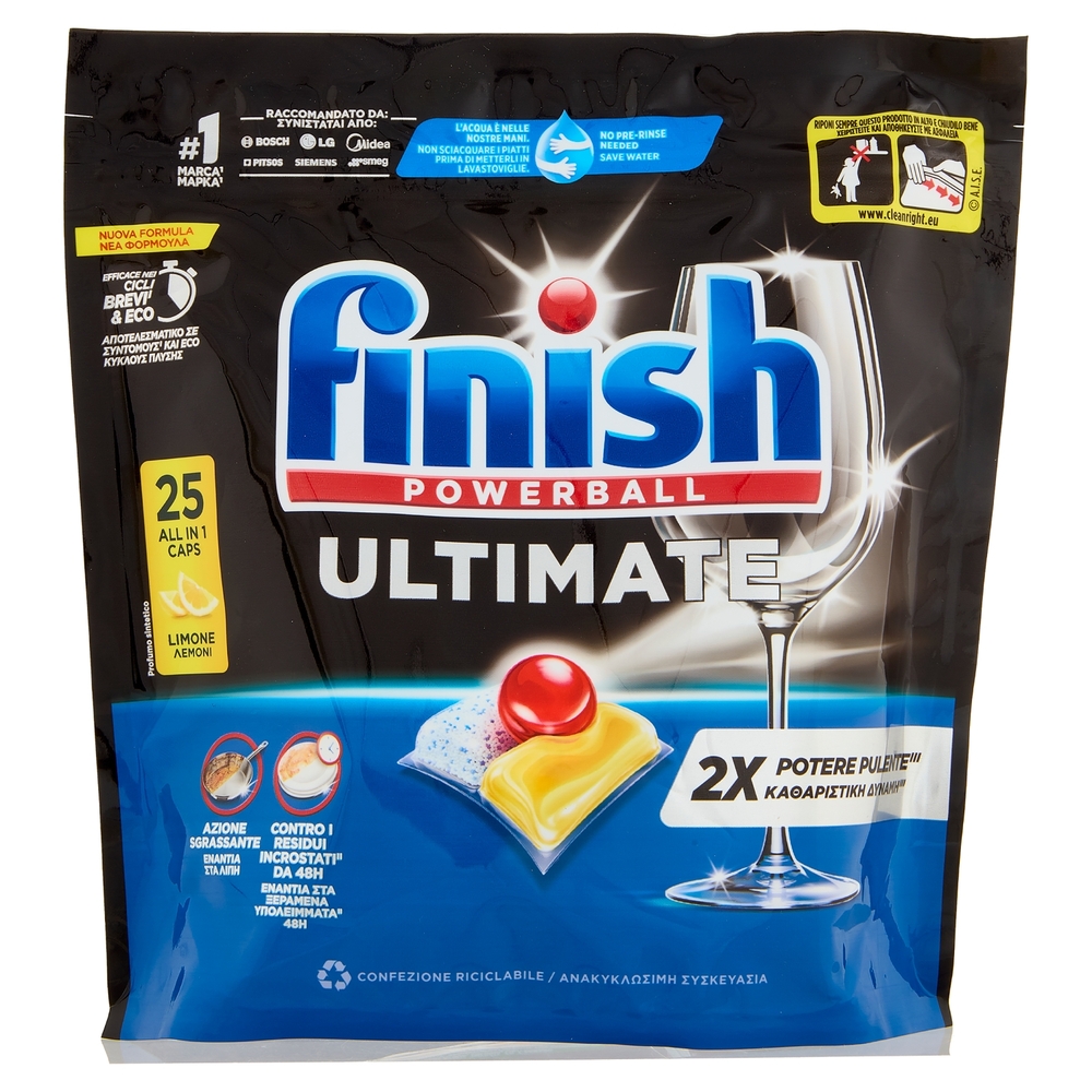 Finish Ultimate All In One Lemon pastiglie lavastoviglie 25 lavaggi 322,5 g